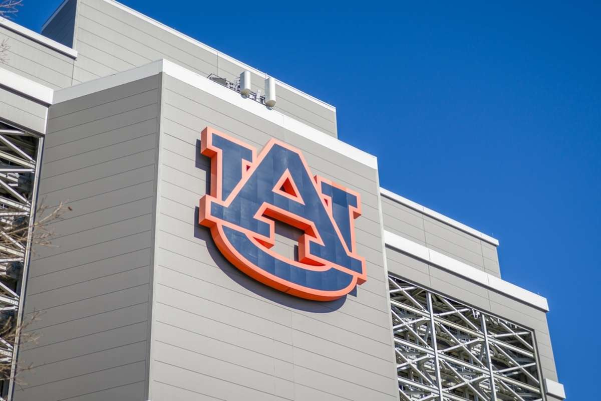 Auburn University logo on Jordan-Hare football stadium